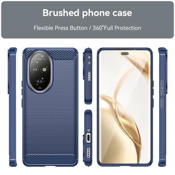 Honor 200 Pro Børstet TPU Cover - Karbonfiber - Blå