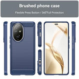 Honor 200 Pro Børstet TPU Cover - Karbonfiber - Blå