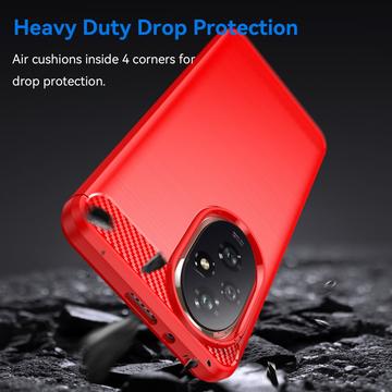 Honor 200 Pro Børstet TPU Cover - Karbonfiber - Rød