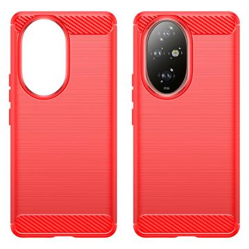 Honor 200 Pro Børstet TPU Cover - Karbonfiber - Rød