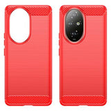 Honor 200 Pro Børstet TPU Cover - Karbonfiber - Rød