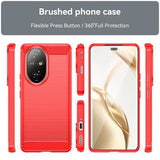Honor 200 Pro Børstet TPU Cover - Karbonfiber - Rød