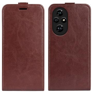 Honor 200 Pro Vertikal Flip Taske med Kortholder - Brun