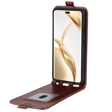 Honor 200 Pro Vertikal Flip Taske med Kortholder - Brun