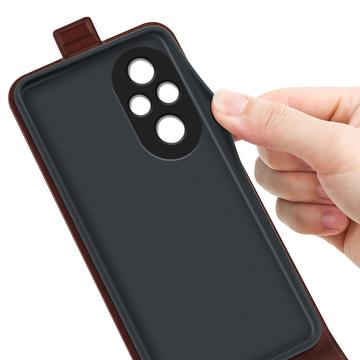 Honor 200 Pro Vertikal Flip Taske med Kortholder - Brun
