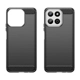 Honor 200 Smart/X7c 4G/5G Børstet TPU Cover - Karbonfiber - Sort