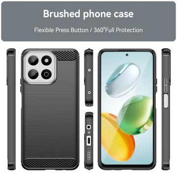Honor 200 Smart/X7c 4G/5G Børstet TPU Cover - Karbonfiber - Sort