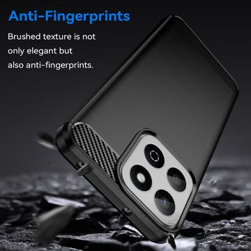 Honor 200 Smart/X7c 4G/5G Børstet TPU Cover - Karbonfiber - Sort