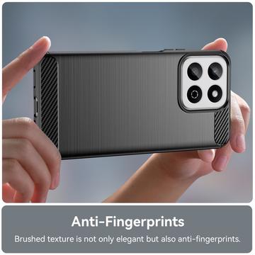 Honor 200 Smart/X7c 4G/5G Børstet TPU Cover - Karbonfiber - Sort