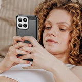 Honor 200 Smart/X7c 4G/5G Børstet TPU Cover - Karbonfiber - Sort