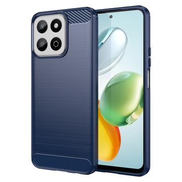 Honor 200 Smart/X7c 4G/5G Børstet TPU Cover - Karbonfiber - Blå