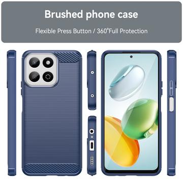 Honor 200 Smart/X7c 4G/5G Børstet TPU Cover - Karbonfiber - Blå