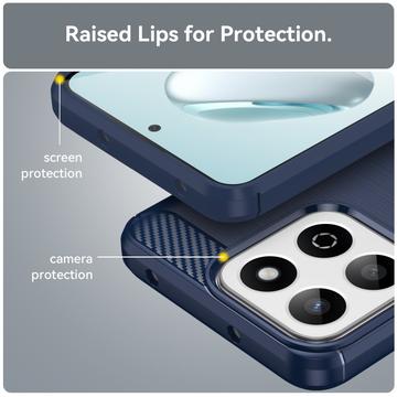 Honor 200 Smart/X7c 4G/5G Børstet TPU Cover - Karbonfiber - Blå