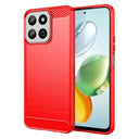 Honor 200 Smart/X7c 4G/5G Børstet TPU Cover - Karbonfiber - Rød