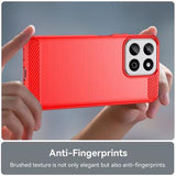 Honor 200 Smart/X7c 4G/5G Børstet TPU Cover - Karbonfiber - Rød