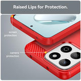Honor 200 Smart/X7c 4G/5G Børstet TPU Cover - Karbonfiber - Rød