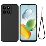 Honor 200 Smart/X7c 4G/5G Flydende silikone cover med håndrem - sort