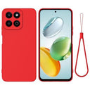 Honor 200 Smart/X7c 4G/5G Flydende silikone cover med håndrem - rød