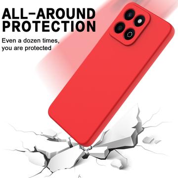 Honor 200 Smart/X7c 4G/5G Flydende silikone cover med håndrem - rød