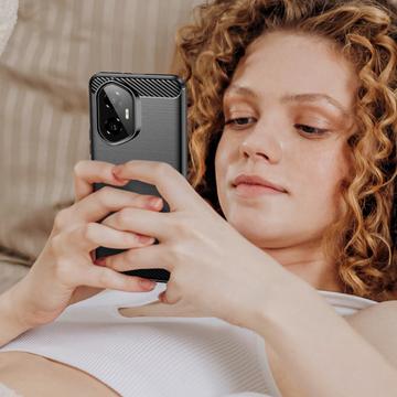 Honor 300 Børstet TPU Cover - Karbonfiber - Sort