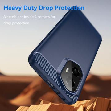 Honor 300 Børstet TPU Cover - Karbonfiber - Blå