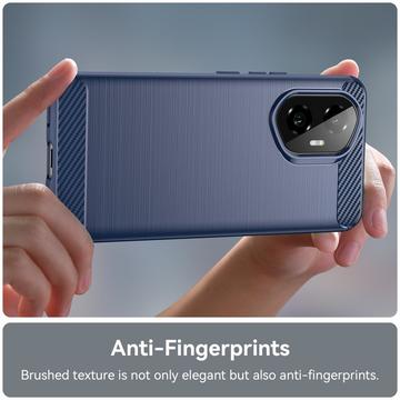 Honor 300 Børstet TPU Cover - Karbonfiber - Blå
