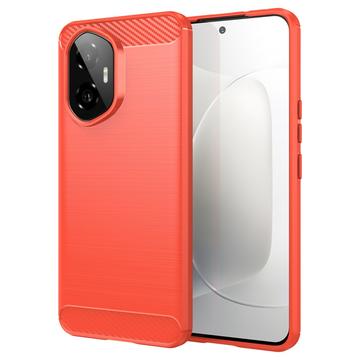 Honor 300 Børstet TPU Cover - Karbonfiber - Rød