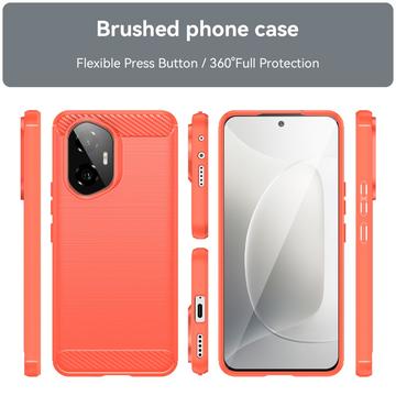 Honor 300 Børstet TPU Cover - Karbonfiber - Rød
