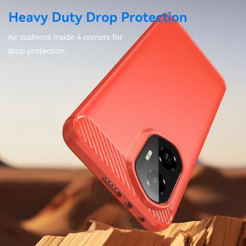 Honor 300 Børstet TPU Cover - Karbonfiber - Rød