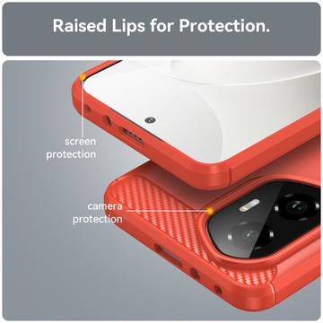 Honor 300 Børstet TPU Cover - Karbonfiber - Rød