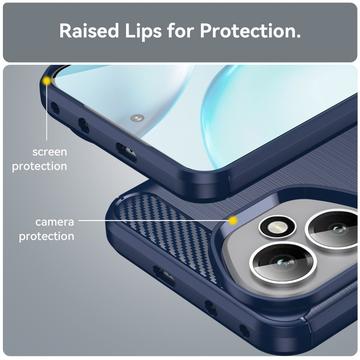 Honor 400 Børstet TPU Cover - Karbonfiber - blå