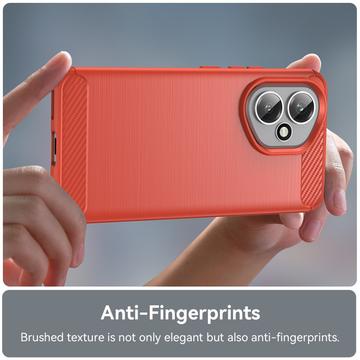 Honor 400 Børstet TPU Cover - Karbonfiber - rød