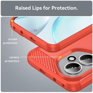 Honor 400 Børstet TPU Cover - Karbonfiber - rød