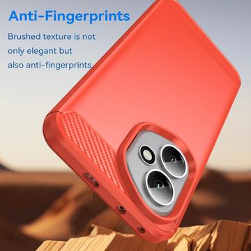 Honor 400 Børstet TPU Cover - Karbonfiber - rød