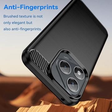 Honor 400 Lite/X70i Børstet TPU Cover - Karbonfiber - Sort