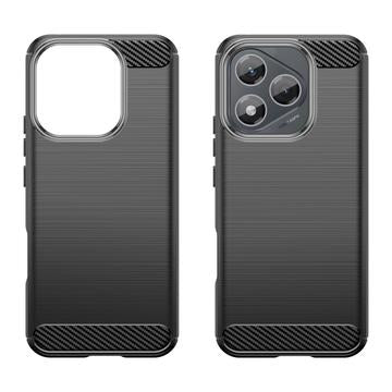 Honor 400 Lite/X70i Børstet TPU Cover - Karbonfiber - Sort