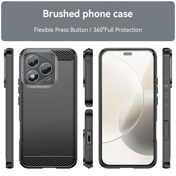 Honor 400 Lite/X70i Børstet TPU Cover - Karbonfiber - Sort