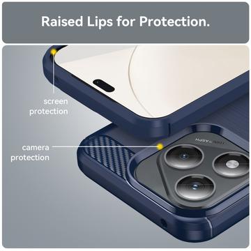 Honor 400 Lite/X70i Børstet TPU Cover - Karbonfiber - blå