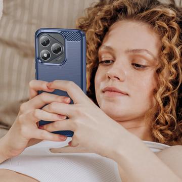 Honor 400 Lite/X70i Børstet TPU Cover - Karbonfiber - blå