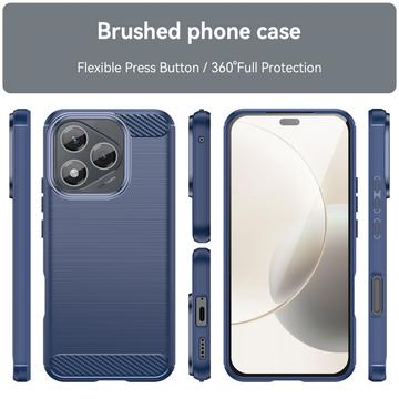 Honor 400 Lite/X70i Børstet TPU Cover - Karbonfiber - blå