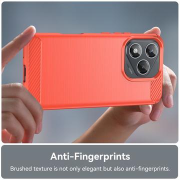 Honor 400 Lite/X70i Børstet TPU Cover - Karbonfiber - rød