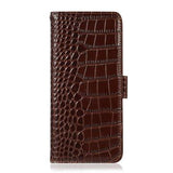 Honor 400 Lite Crocodile Series Læderpung med RFID - Brun