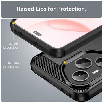 Honor 400 Pro Børstet TPU Cover - Karbonfiber - Sort