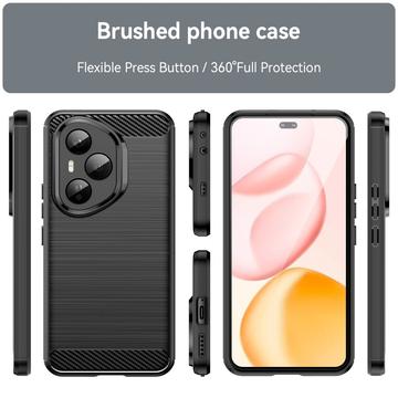 Honor 400 Pro Børstet TPU Cover - Karbonfiber - Sort