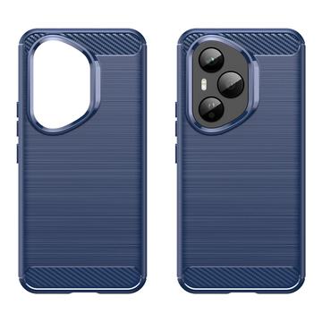 Honor 400 Pro Børstet TPU Cover - Karbonfiber - blå
