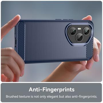 Honor 400 Pro Børstet TPU Cover - Karbonfiber - blå