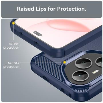 Honor 400 Pro Børstet TPU Cover - Karbonfiber - blå