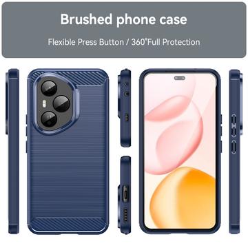 Honor 400 Pro Børstet TPU Cover - Karbonfiber - blå