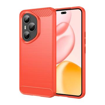 Honor 400 Pro Børstet TPU Cover - Karbonfiber - rød