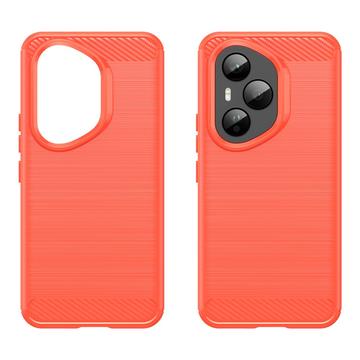 Honor 400 Pro Børstet TPU Cover - Karbonfiber - rød